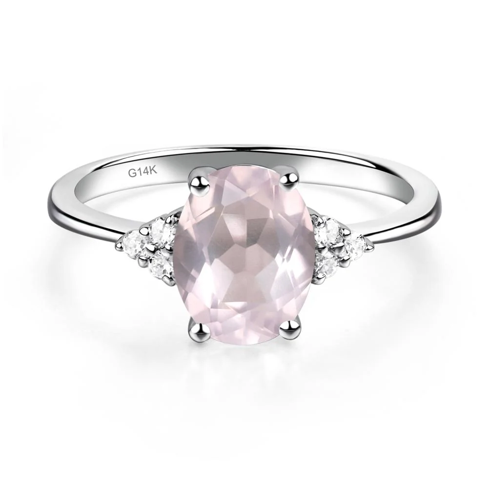 Simple Oval Rose Quartz Ring - Image 3