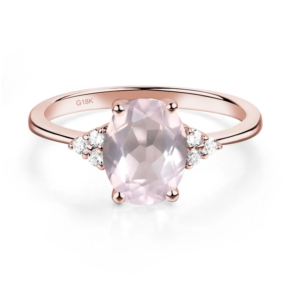 Simple Oval Rose Quartz Ring - Image 4