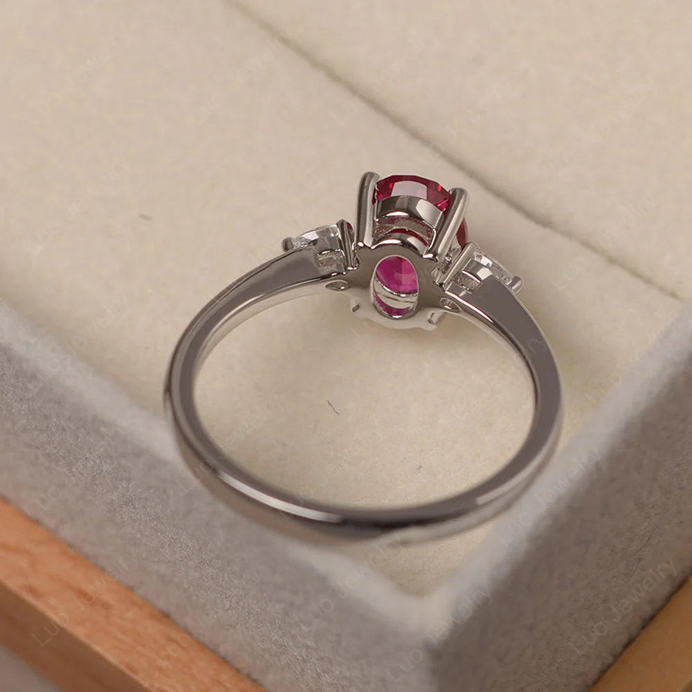 Simple Oval Cut Ruby Ring - Image 4