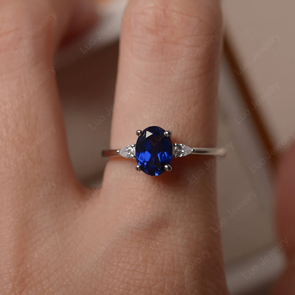 Sapphire Oval Engagement Ring - Image 6