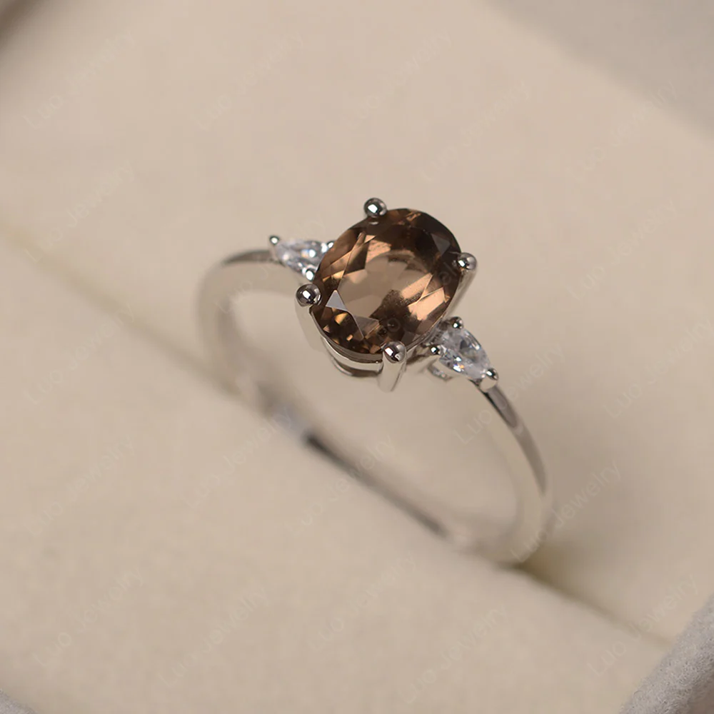 Simple Oval Cut Smoky Quartz Ring - Image 2