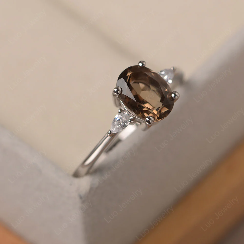 Simple Oval Cut Smoky Quartz Ring - Image 3