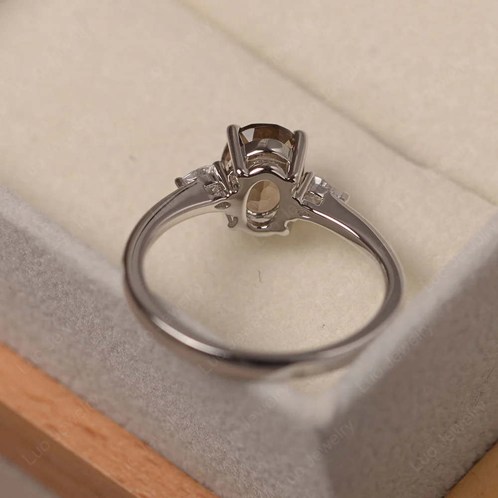 Simple Oval Cut Smoky Quartz Ring - Image 4