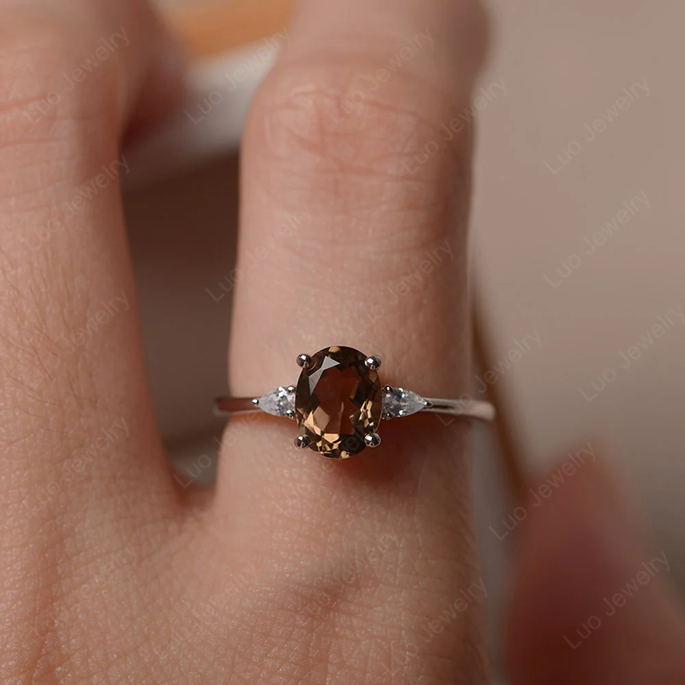 Simple Oval Cut Smoky Quartz Ring - Image 6