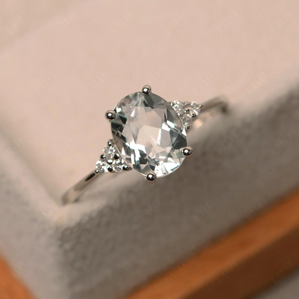 Simple Oval White Topaz Ring - Image 11