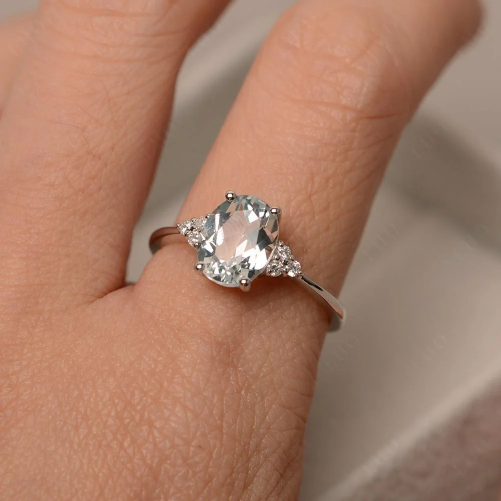 Simple Oval White Topaz Ring - Image 13