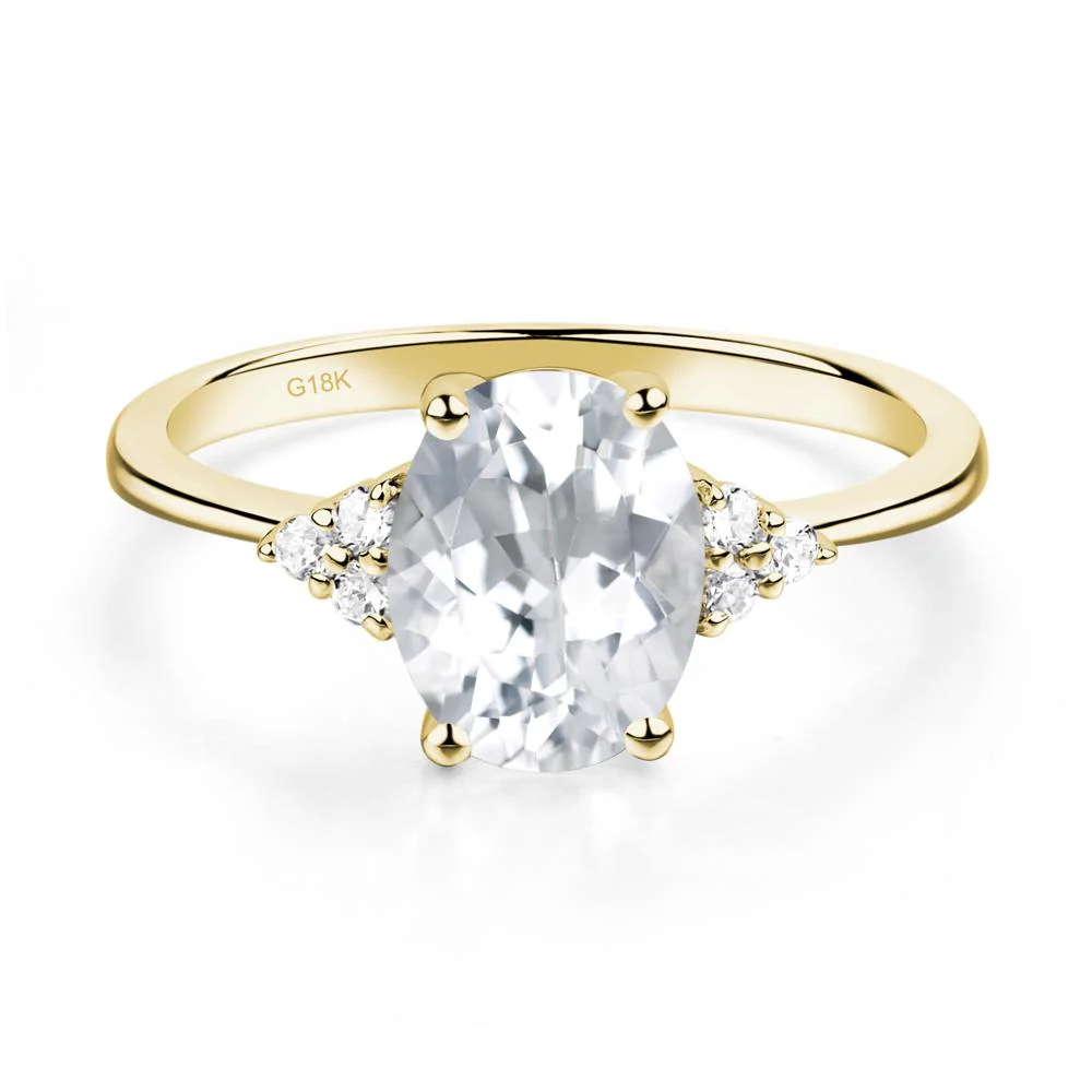 Simple Oval White Topaz Ring - Image 6