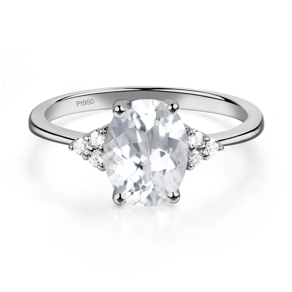 Simple Oval White Topaz Ring - Image 8
