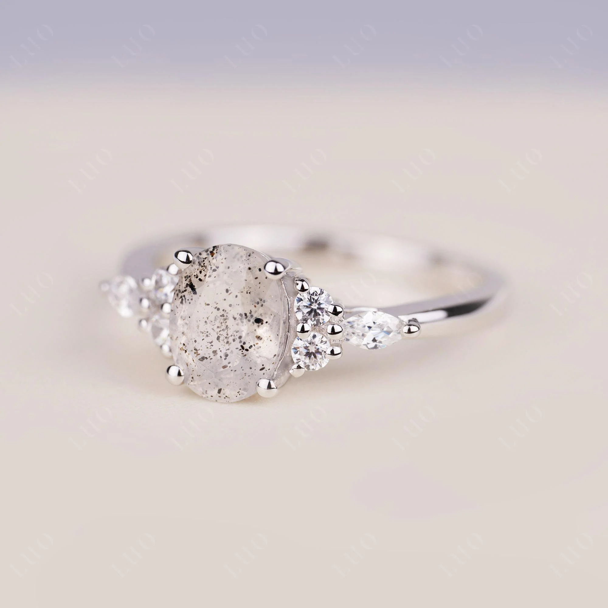 Simple Oval Herkimer Diamond Engagement Ring - Image 30