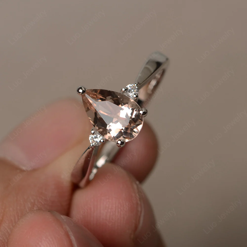 Pear Shaped Morganite Trilogy Ring