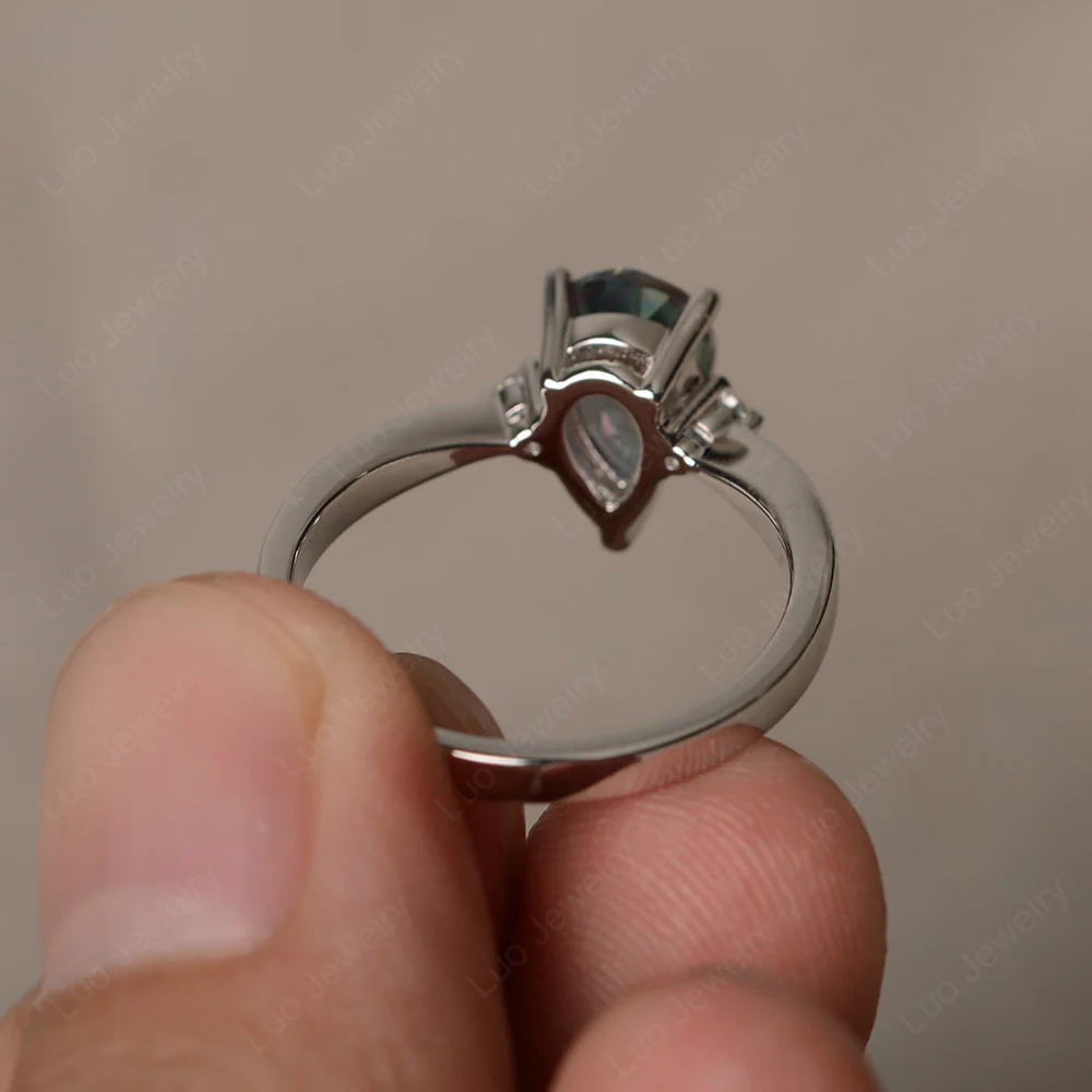 Pear Shaped Mystic Topaz Trilogy Ring - Image 3