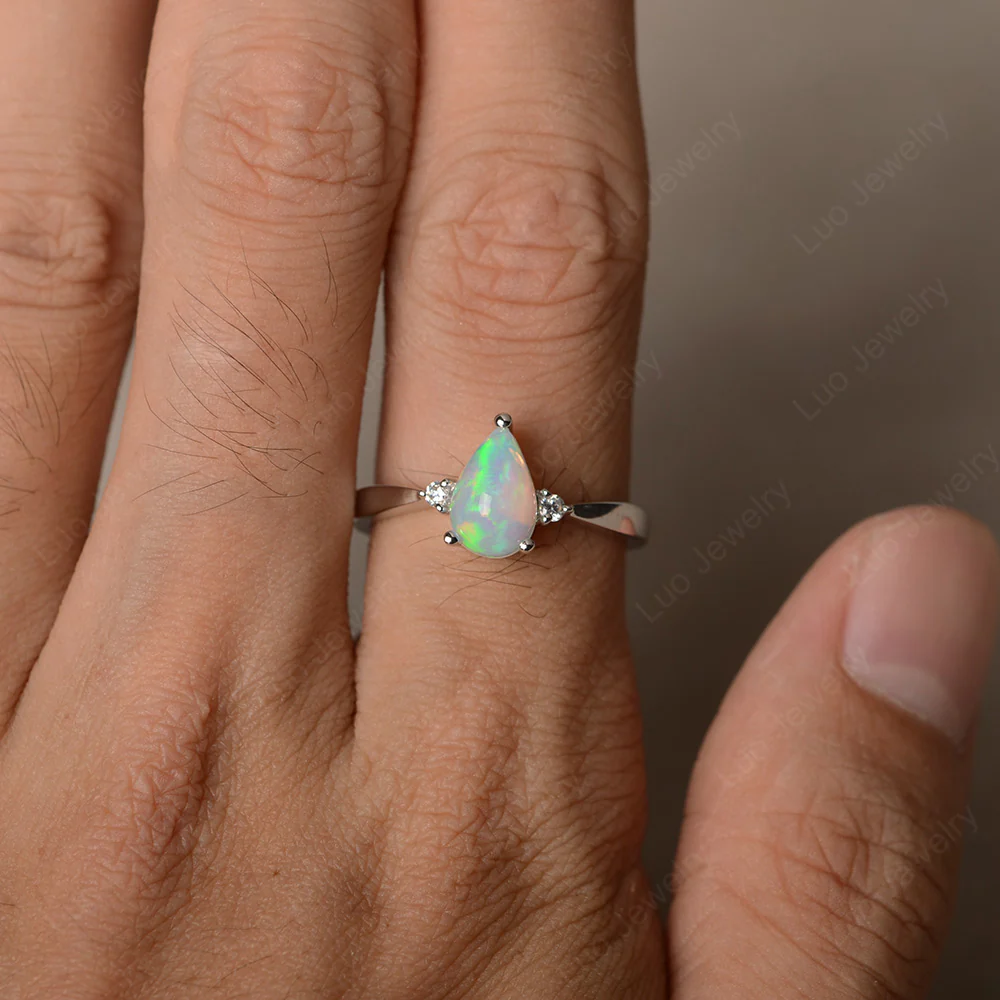 Pear Shaped Opal Trilogy Ring - Image 4