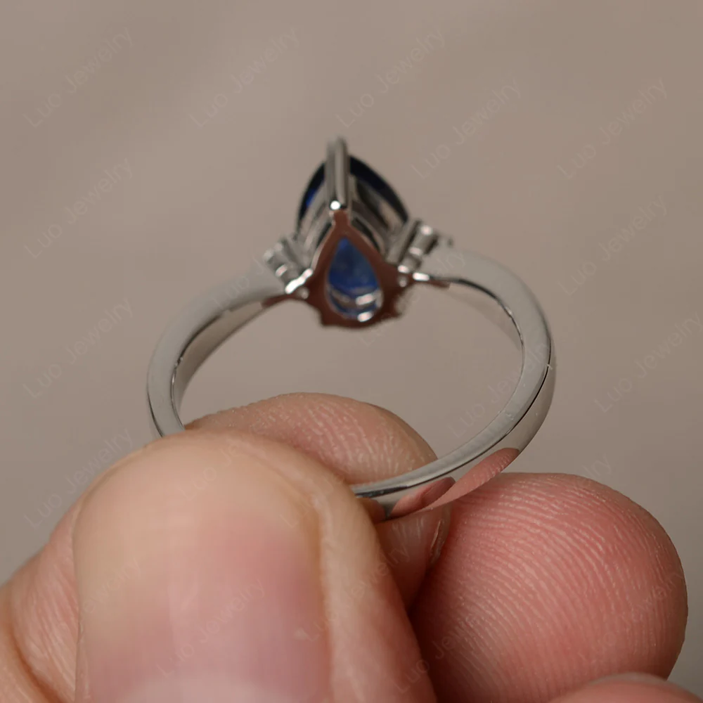 Pear Shaped Sapphire Trilogy Ring - Image 3