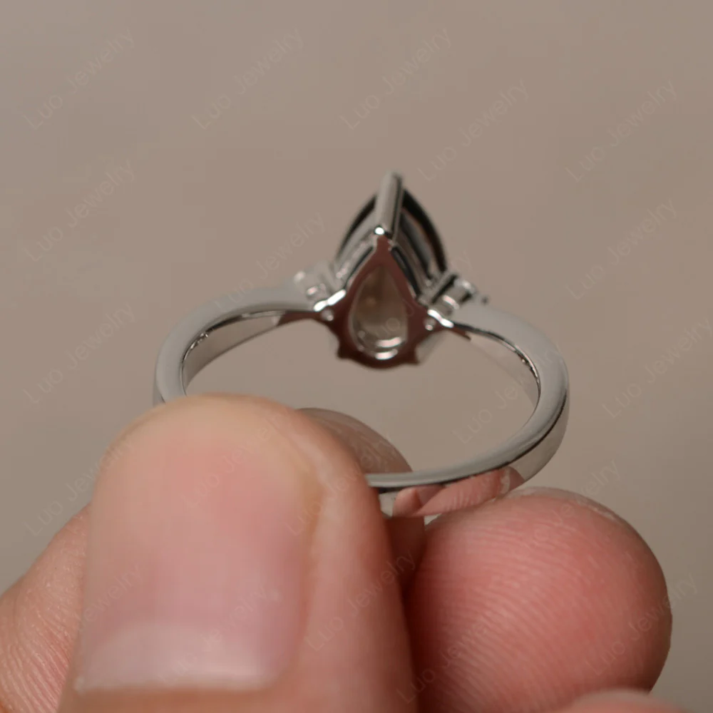 Pear Shaped Smoky Quartz Trilogy Ring - Image 3