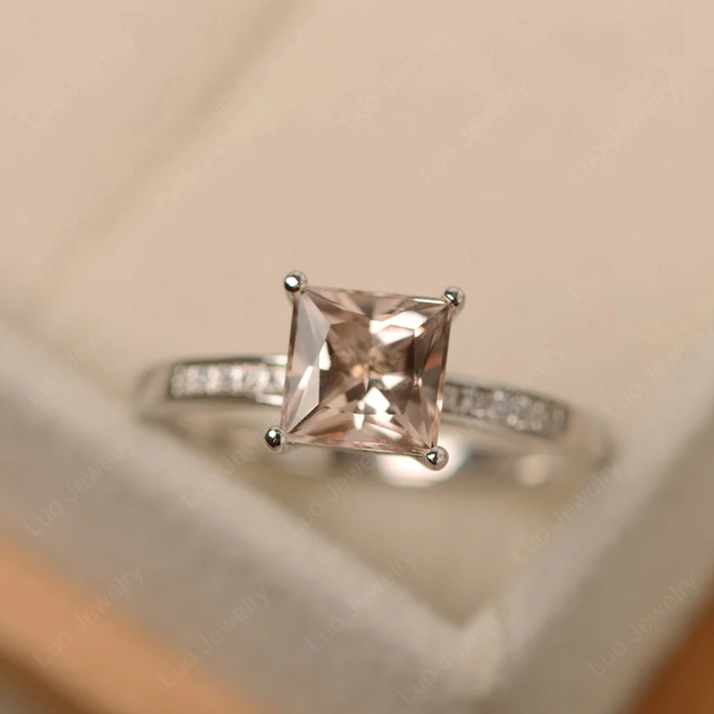 Simple Princess Cut Morganite Ring