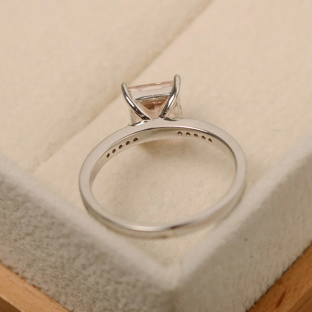 Simple Princess Cut Morganite Ring - Image 3