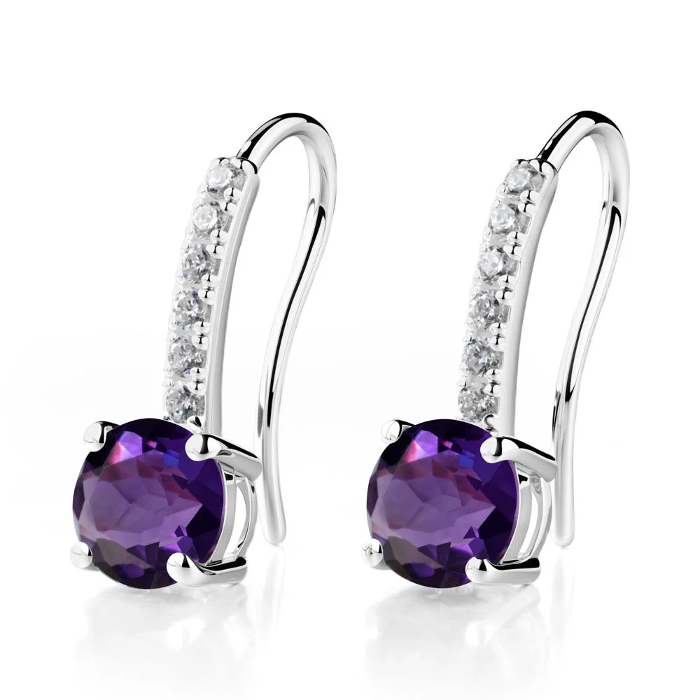 Simple Round Amethyst Dangle Earrings - Image 9