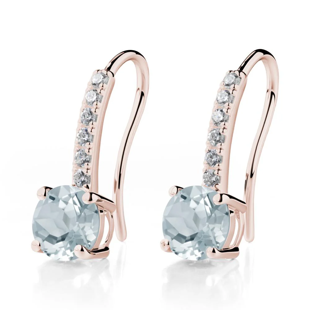 Simple Round Aquamarine Dangle Earrings - Image 5
