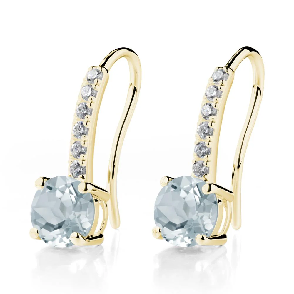 Simple Round Aquamarine Dangle Earrings - Image 6