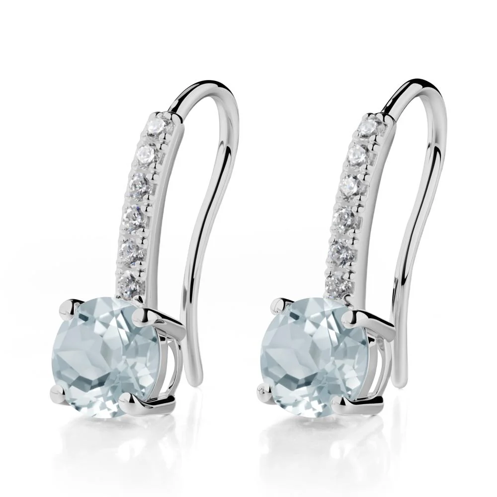 Simple Round Aquamarine Dangle Earrings - Image 8