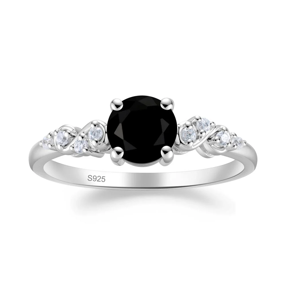 Simple Round Black Spinel Infinity Ring - Image 9