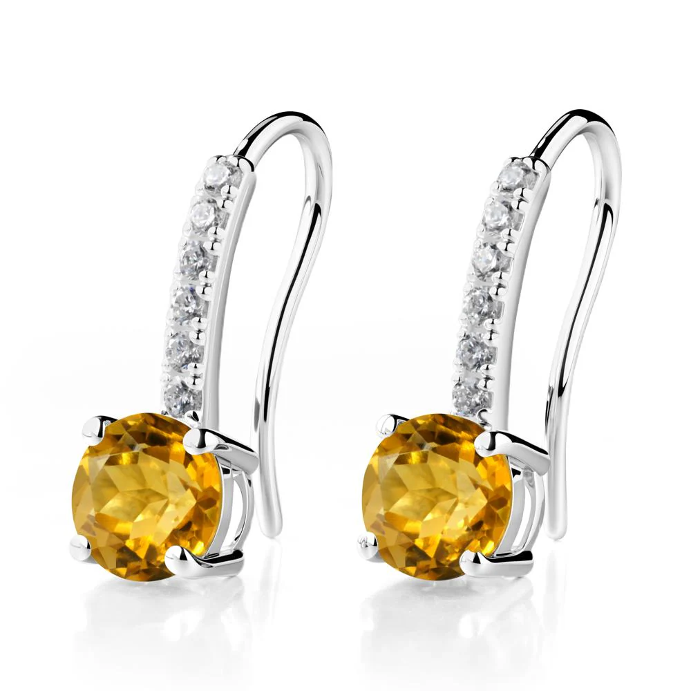 Simple Round Citrine Dangle Earrings - Image 3