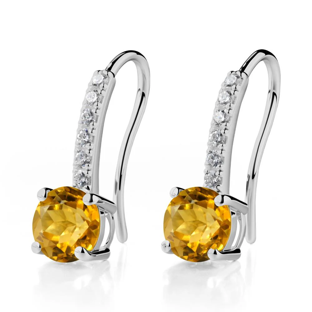 Simple Round Citrine Dangle Earrings - Image 6