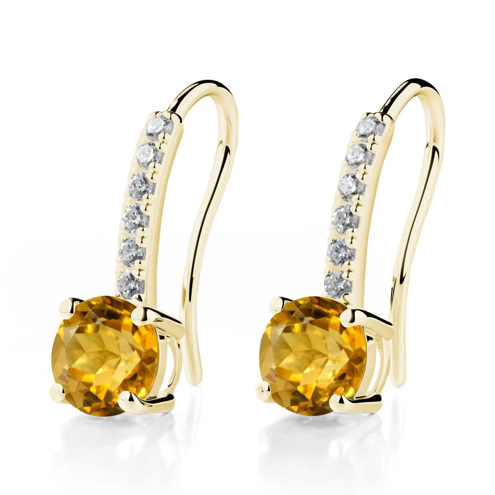 Simple Round Citrine Dangle Earrings - Image 9