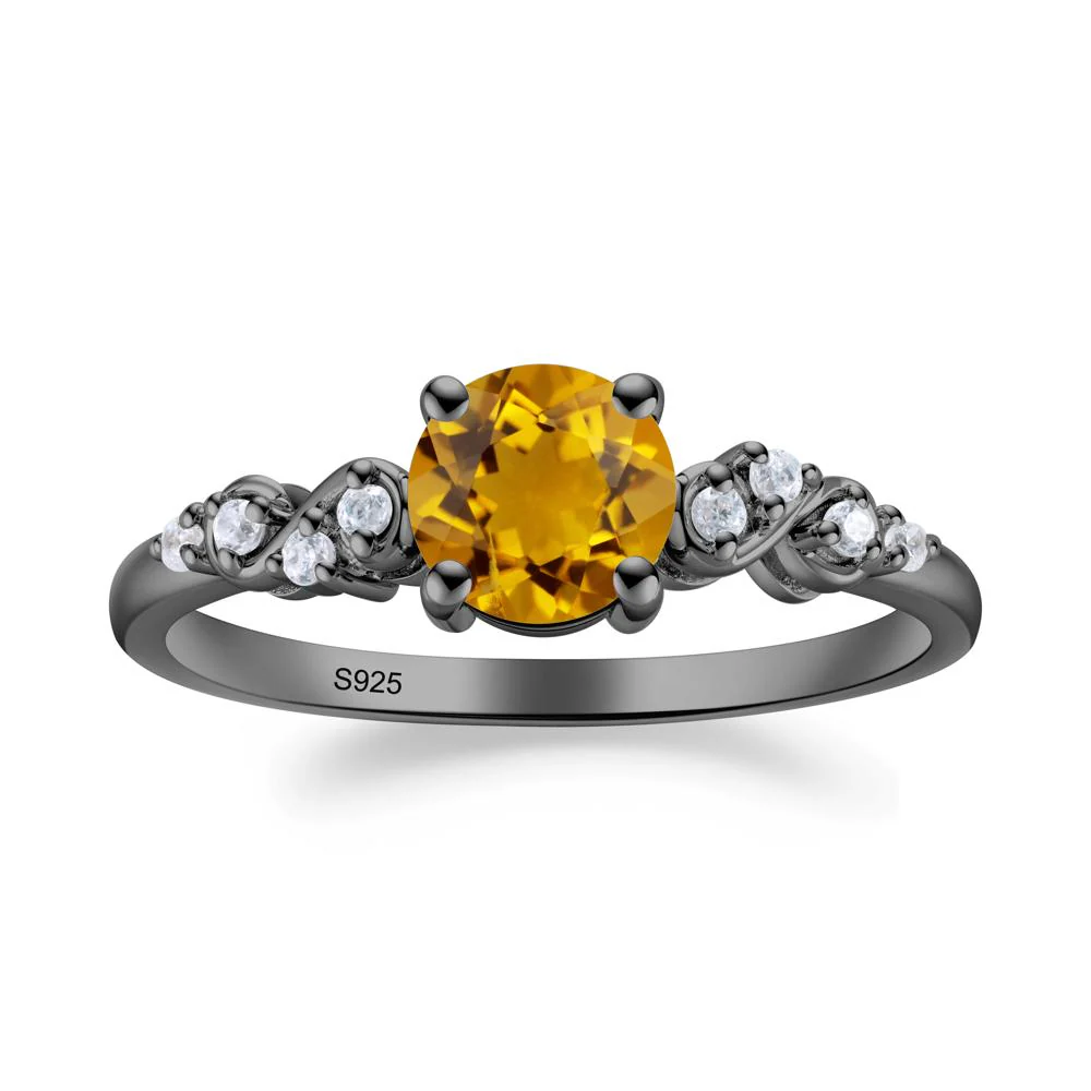 Simple Round Citrine Infinity Ring