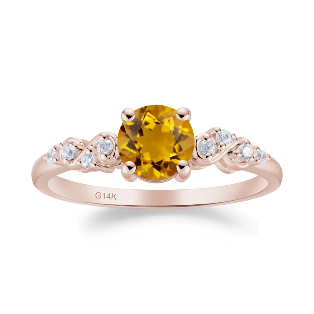 Simple Round Citrine Infinity Ring - Image 4