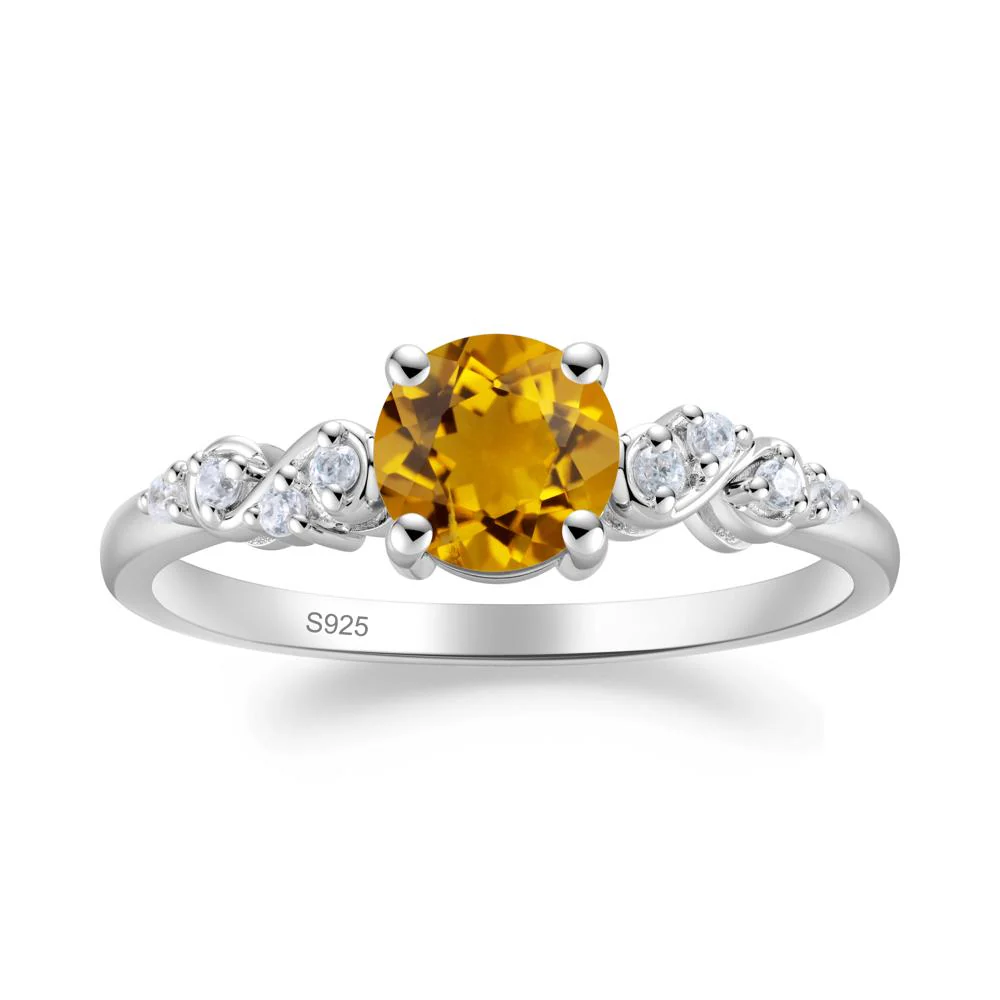 Simple Round Citrine Infinity Ring - Image 9