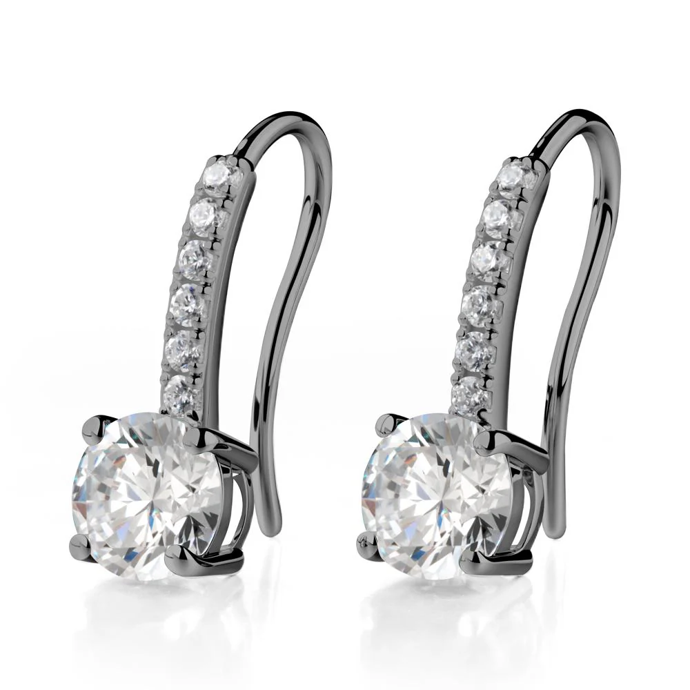 Simple Round Cubic Zirconia Dangle Earrings - Image 5