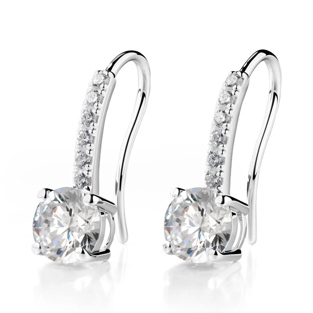Simple Round Cubic Zirconia Dangle Earrings - Image 8