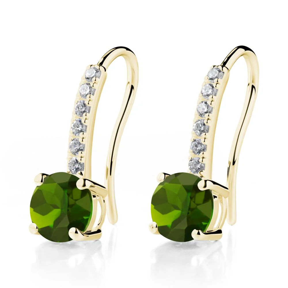 Simple Round Diopside Dangle Earrings - Image 4