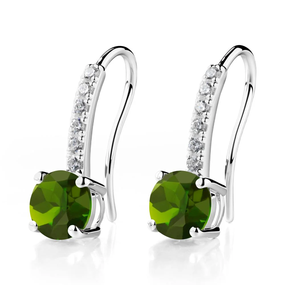 Simple Round Diopside Dangle Earrings - Image 9