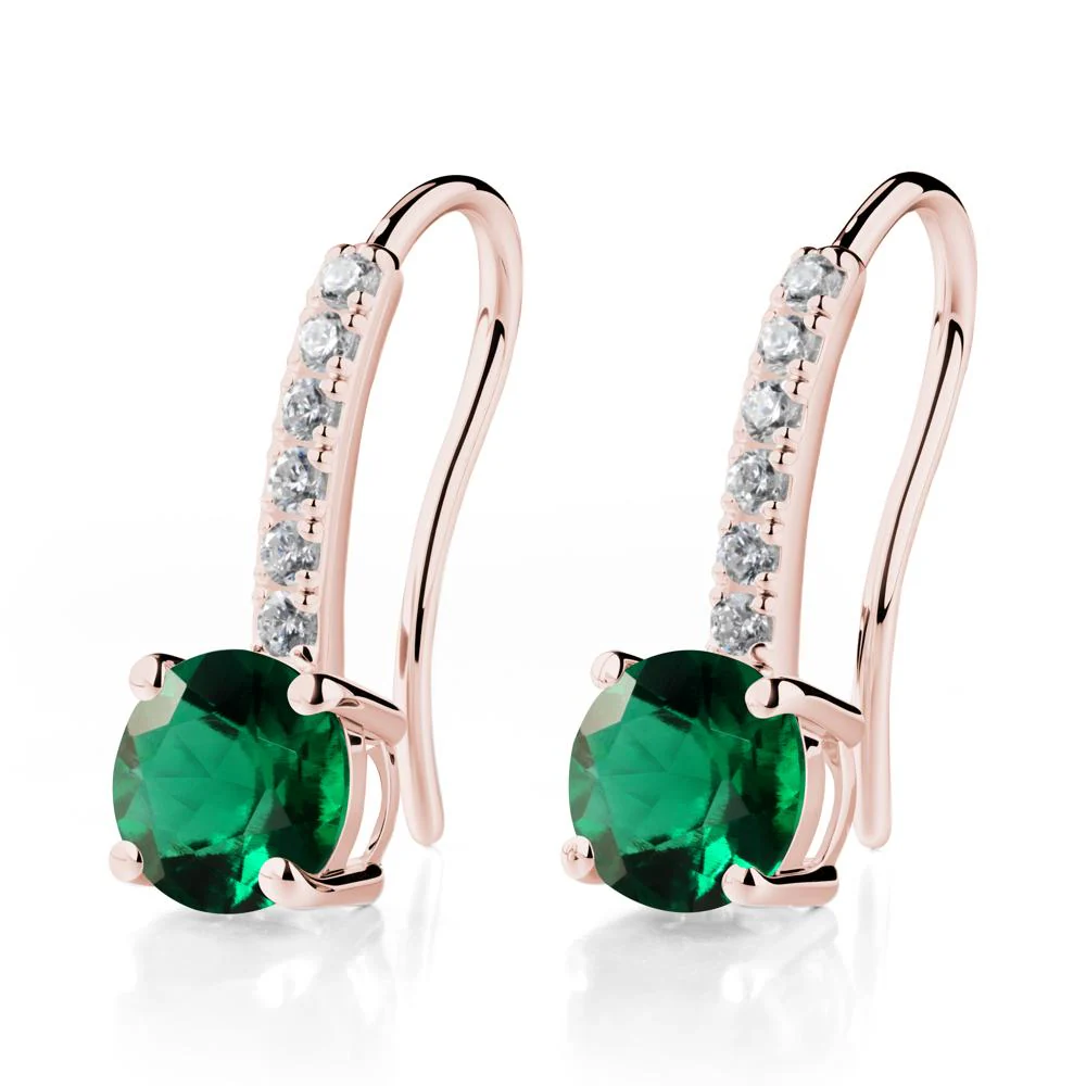Simple Round Emerald Dangle Earrings - Image 6
