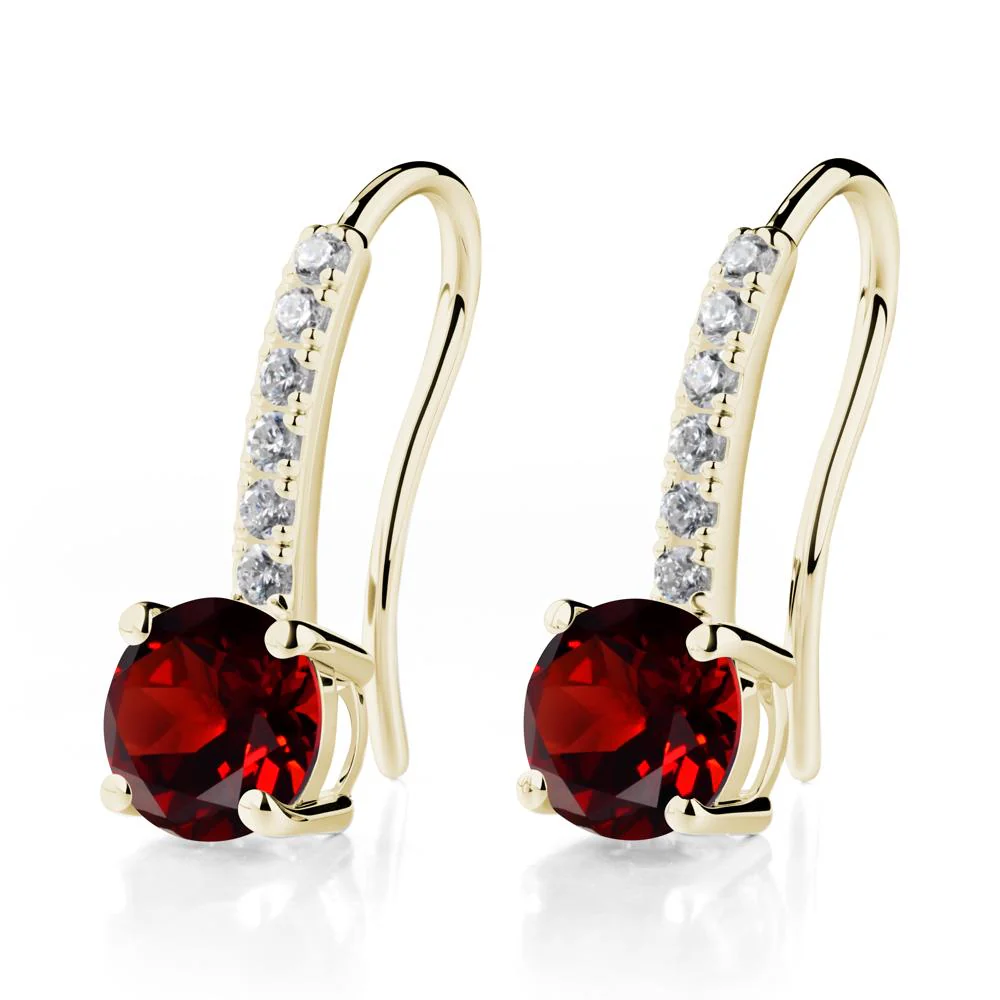 Simple Round Garnet Dangle Earrings - Image 4