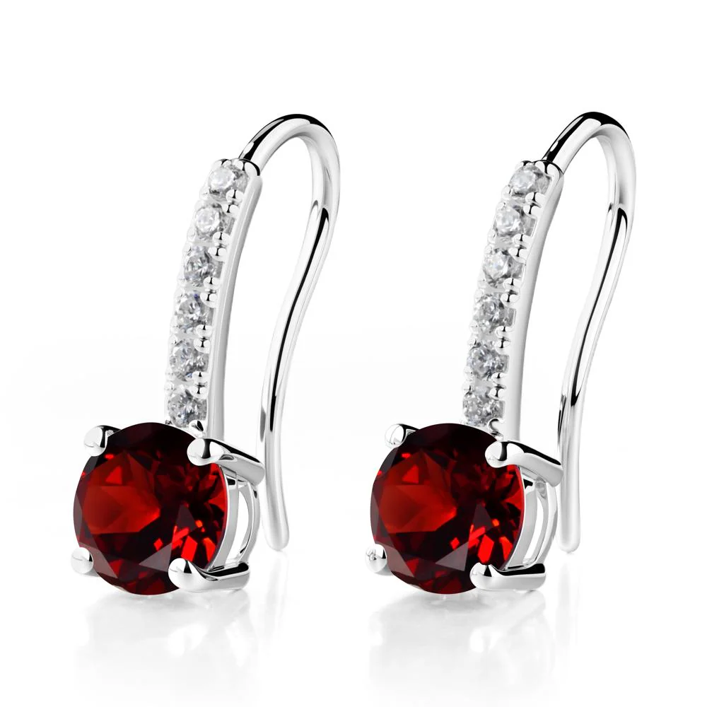 Simple Round Garnet Dangle Earrings - Image 7