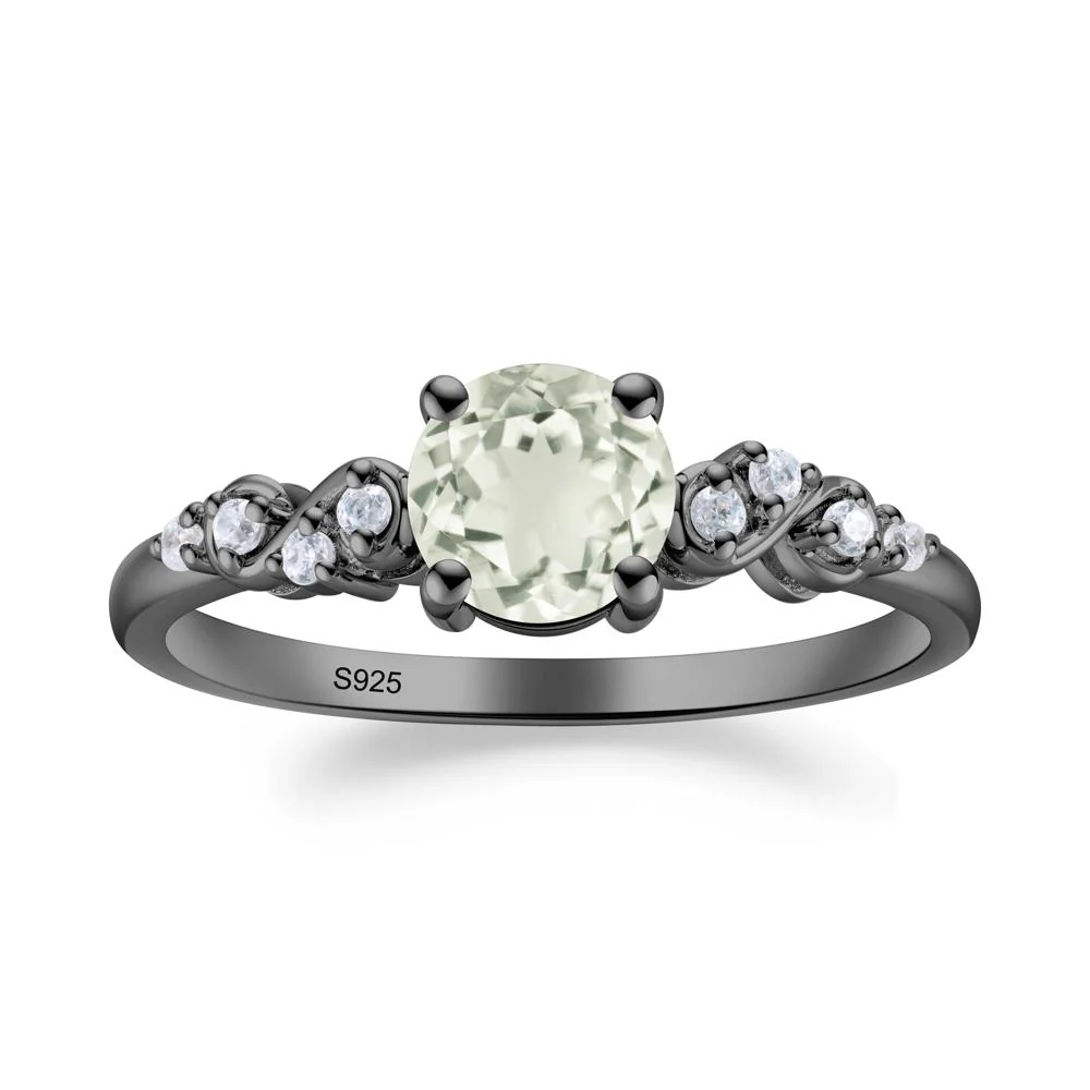 Simple Round Green Amethyst Infinity Ring