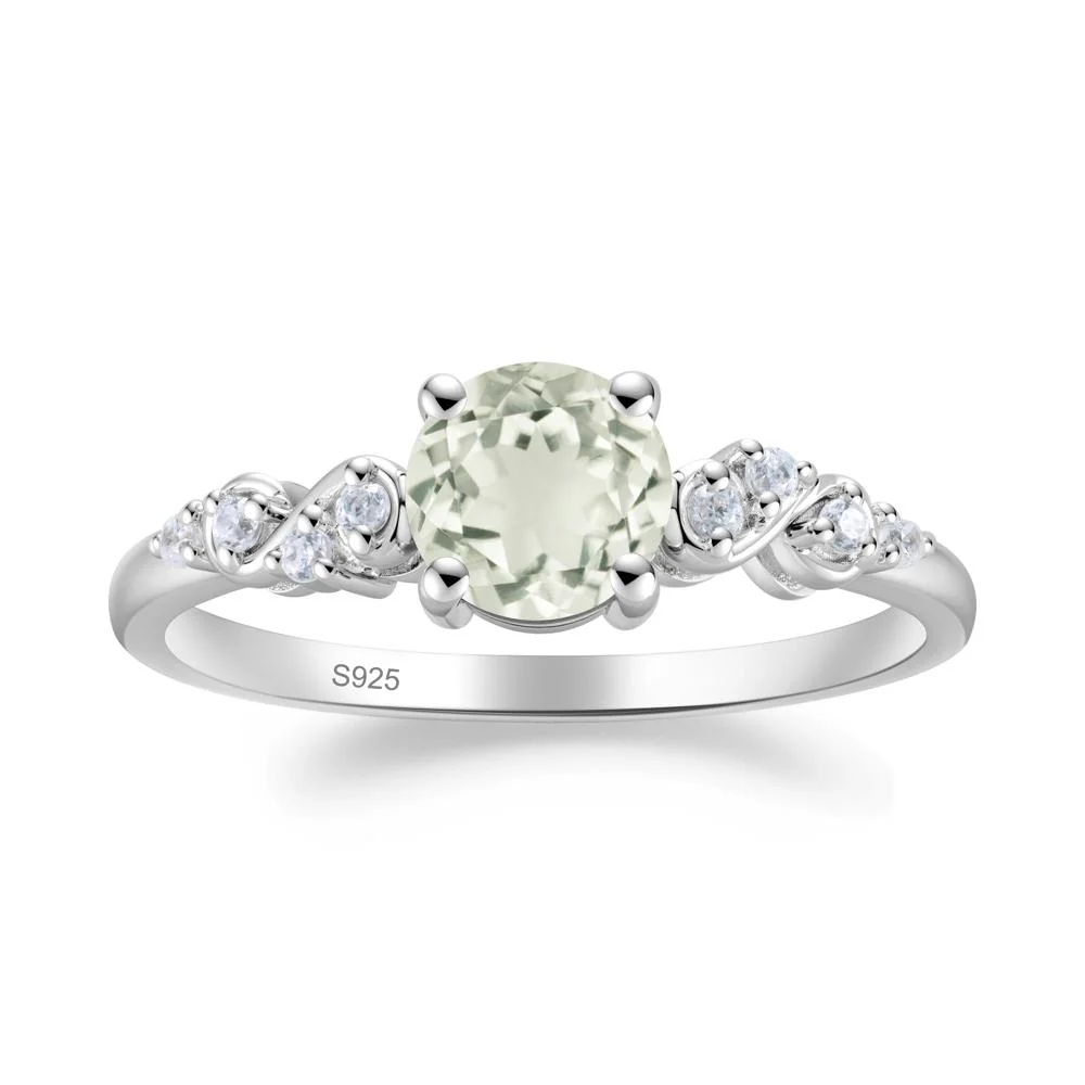 Simple Round Green Amethyst Infinity Ring - Image 6