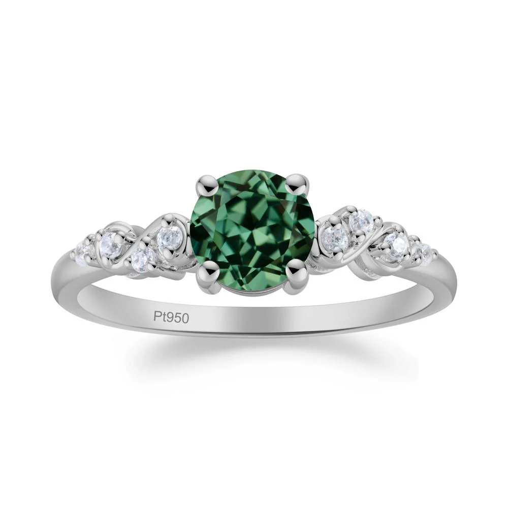 Simple Round Green Sapphire Infinity Ring