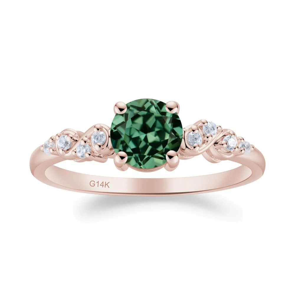 Simple Round Green Sapphire Infinity Ring - Image 2