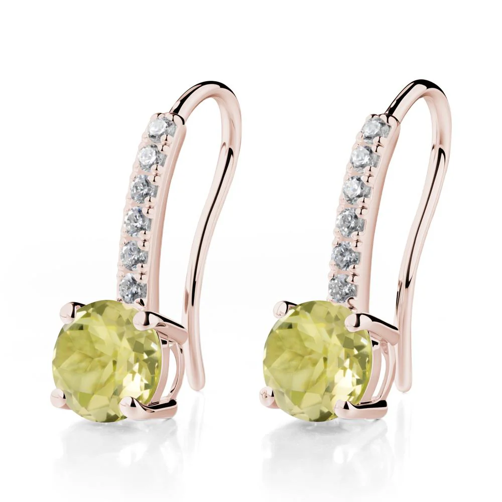 Simple Round Lemon Quartz Dangle Earrings - Image 5