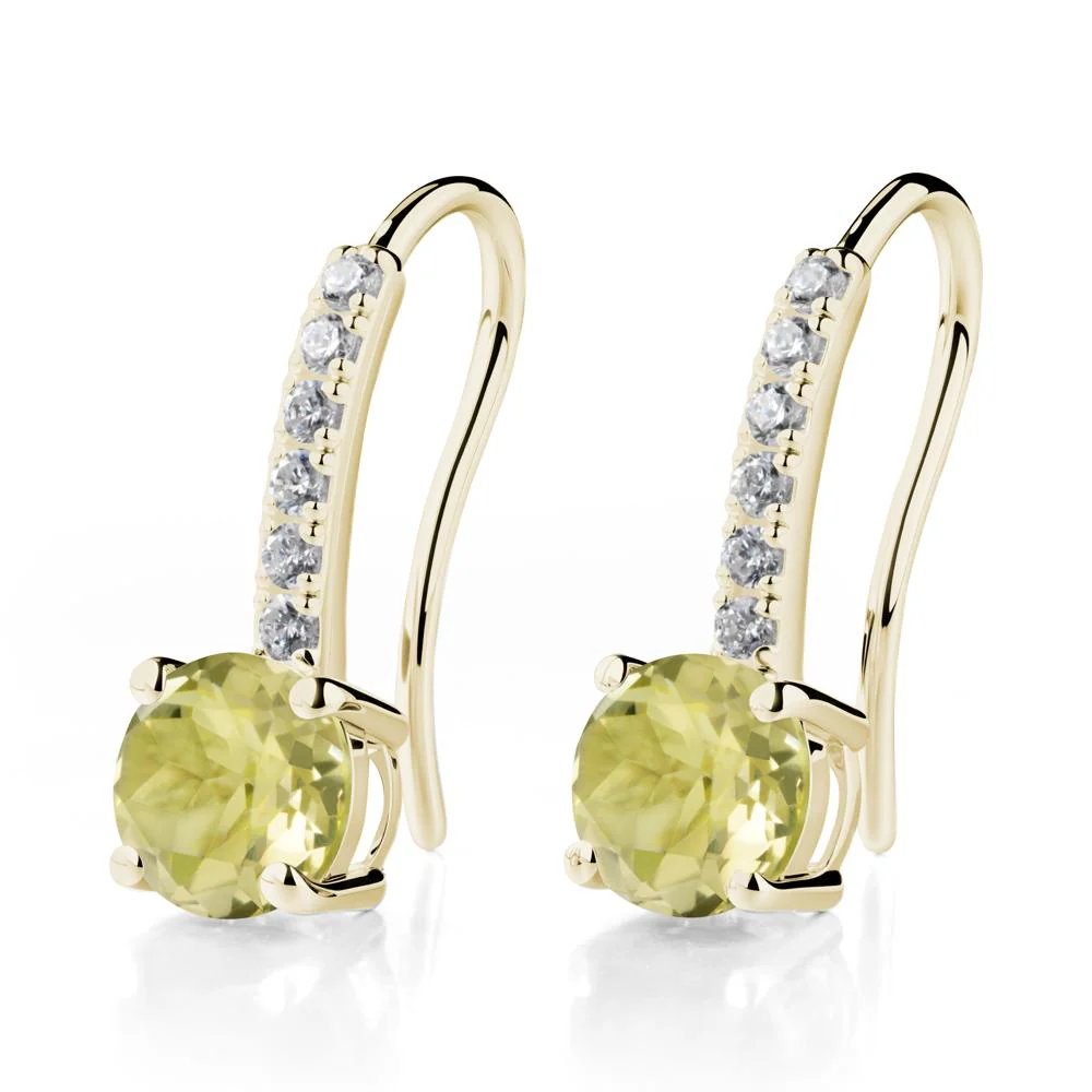 Simple Round Lemon Quartz Dangle Earrings - Image 8