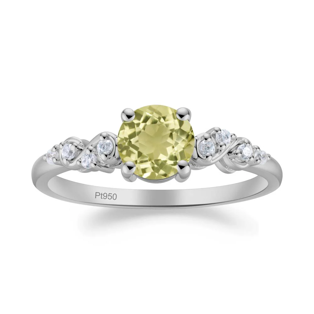 Simple Round Lemon Quartz Infinity Ring