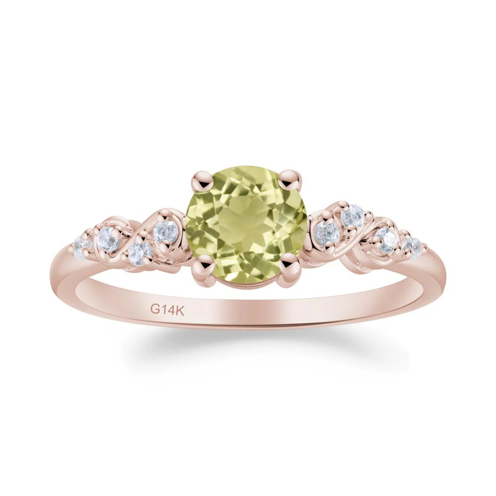Simple Round Lemon Quartz Infinity Ring - Image 3