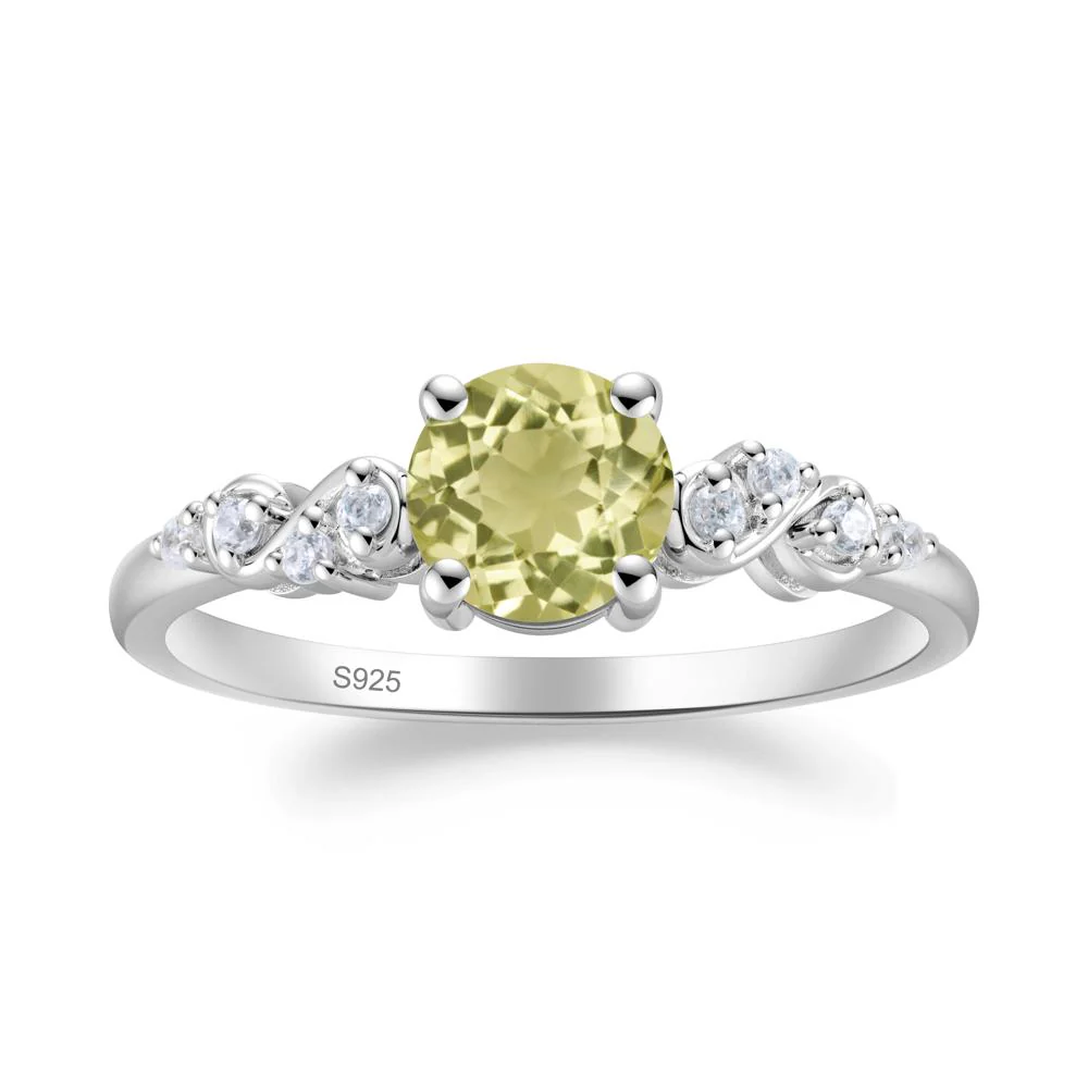 Simple Round Lemon Quartz Infinity Ring - Image 9