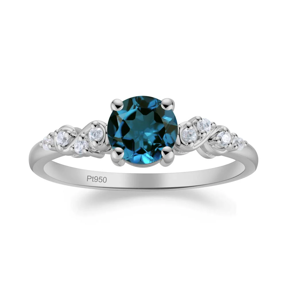Simple Round London Blue Topaz Infinity Ring - Image 4
