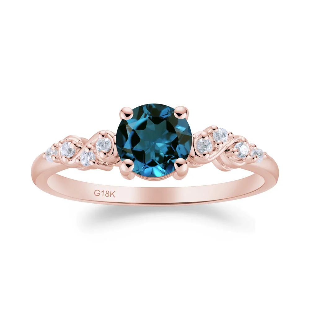 Simple Round London Blue Topaz Infinity Ring - Image 5