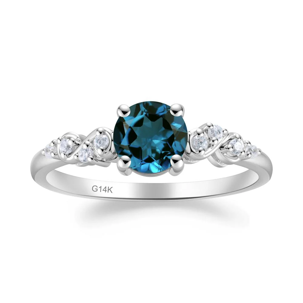 Simple Round London Blue Topaz Infinity Ring - Image 7